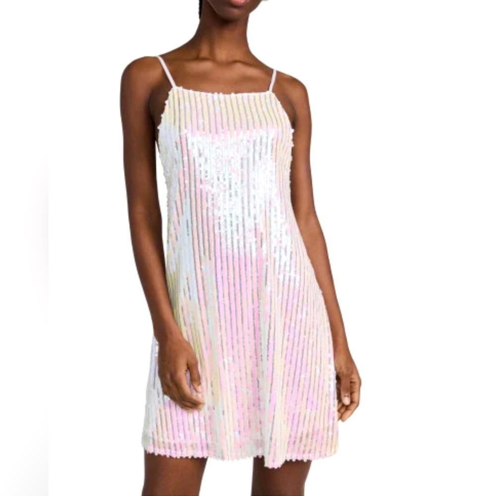 White Iridescent and Silver Sequin Dress